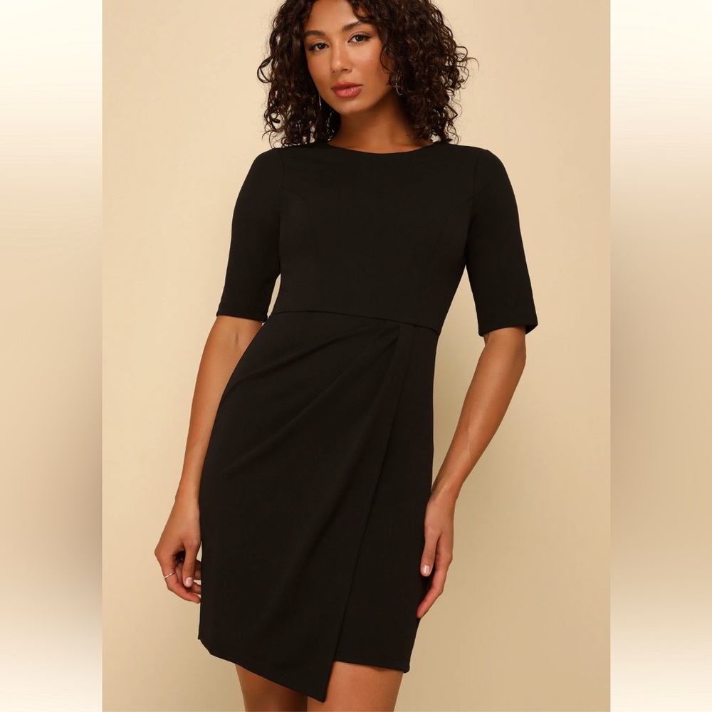 Lulus Westwood Black Half Sleeve Sheath Dress